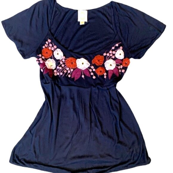 Anthropology Rio Rao Embroidered Knit Top Sz M #33E - Picture 2 of 8